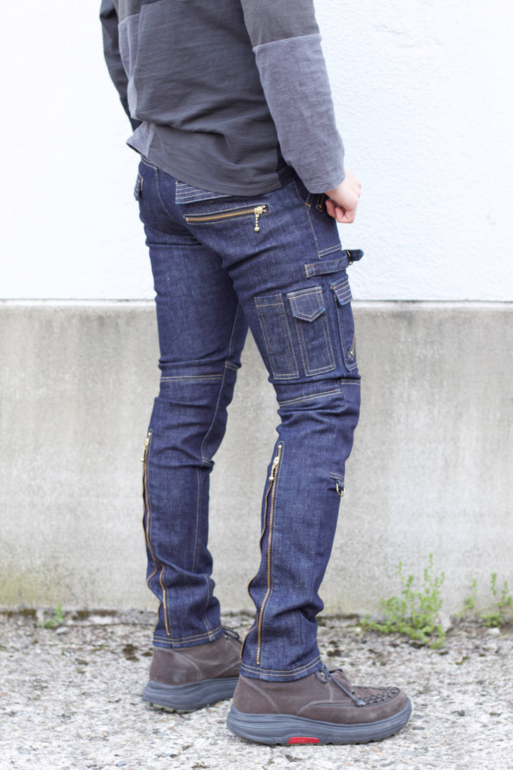 ブラックミーンズ　ストレッチデニム　ZIPパンツ　INDIGO×GOLD ZIP ブラックミーンズ ストレッチデニム ZIPパンツ INDIGO×GOLD ZIP